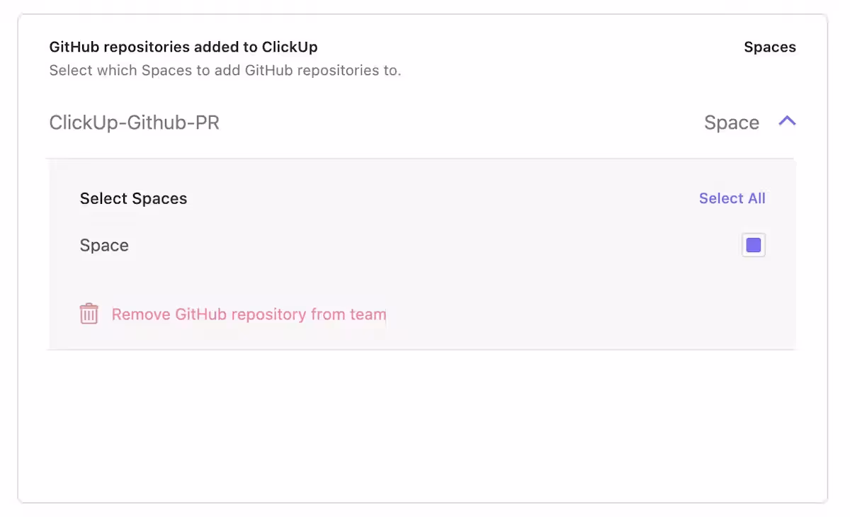 Select a Space for the Repository